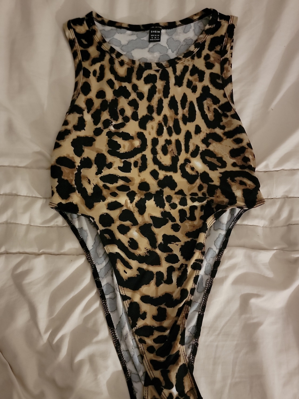 SHEIN Leopard Print Bodysuit- Tan & Black